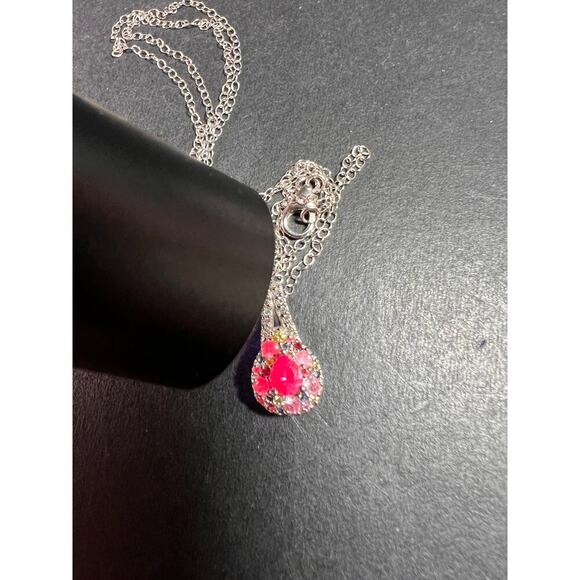 NEW purple multi sapphire sterling silver pendant and chain - Picture 3 of 15